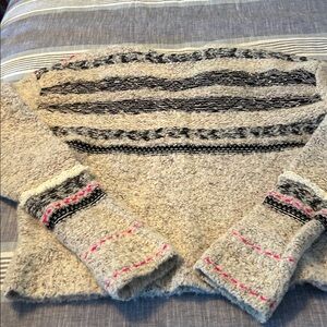 Free People Knit Sweater in Cream and Brown